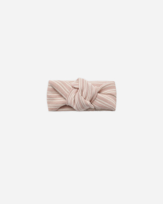 Rose Microstripe Headband flat lay - Quincy Mae organic cotton knotted headband