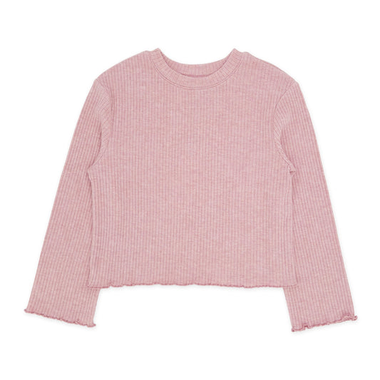 Pink ribbed sweater on a white background