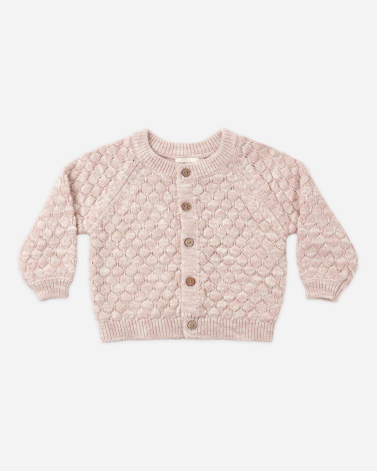 Rose Speckle Bubble Knit Cardigan - flat lay