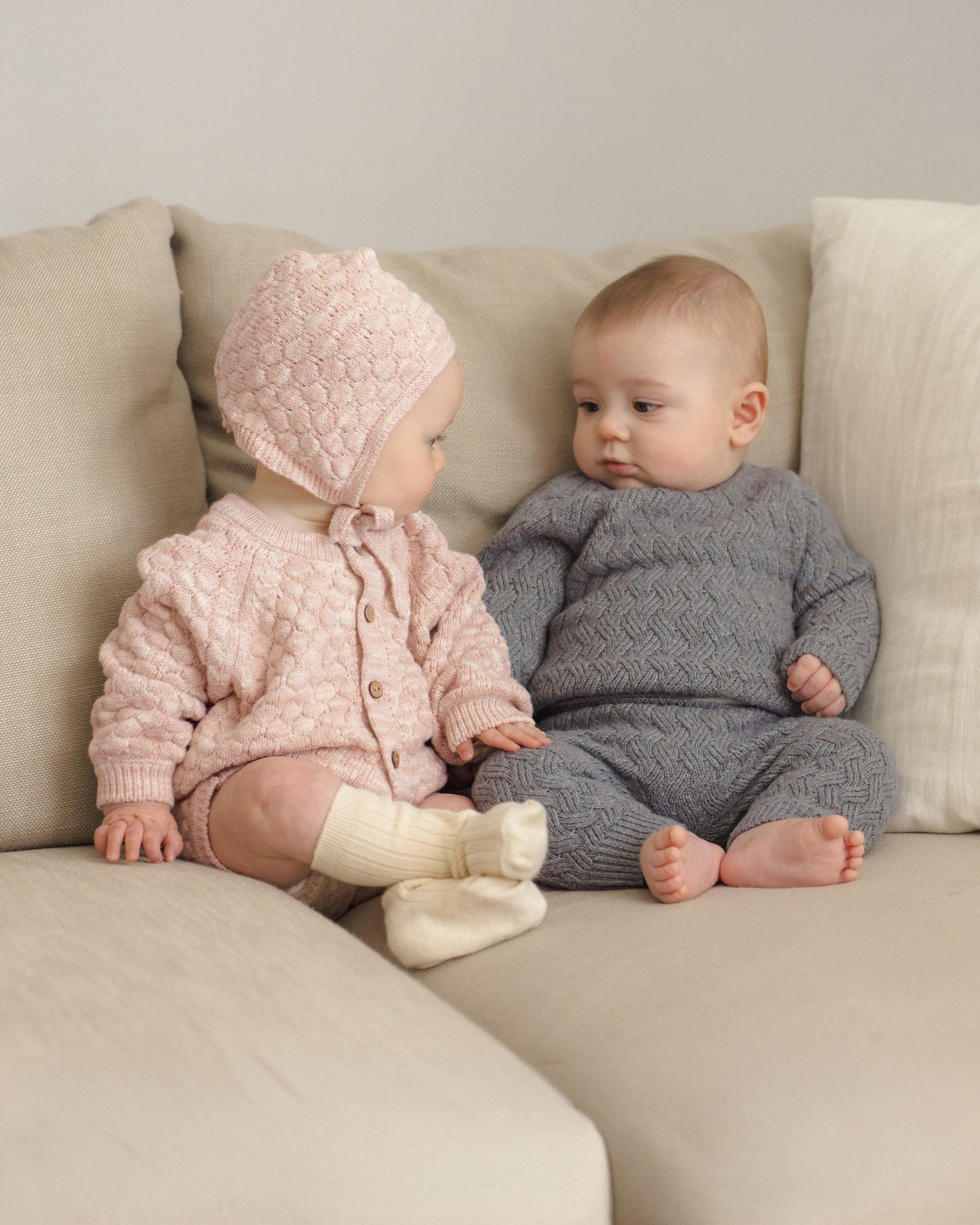 Rose Speckle Bubble Knit Cardigan - lifestyle shot