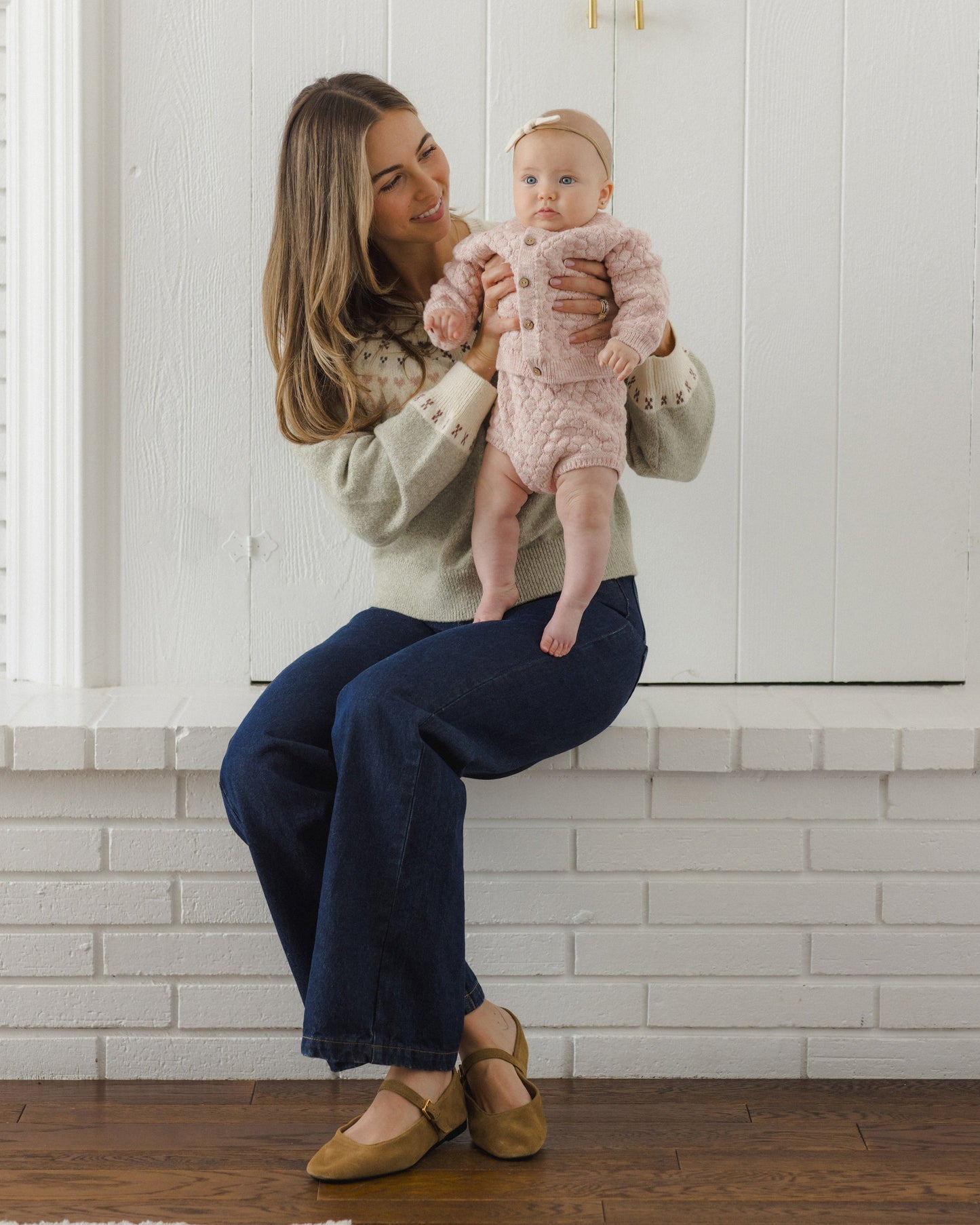 Rose Speckle Bubble Knit Cardigan - lifestyle shot