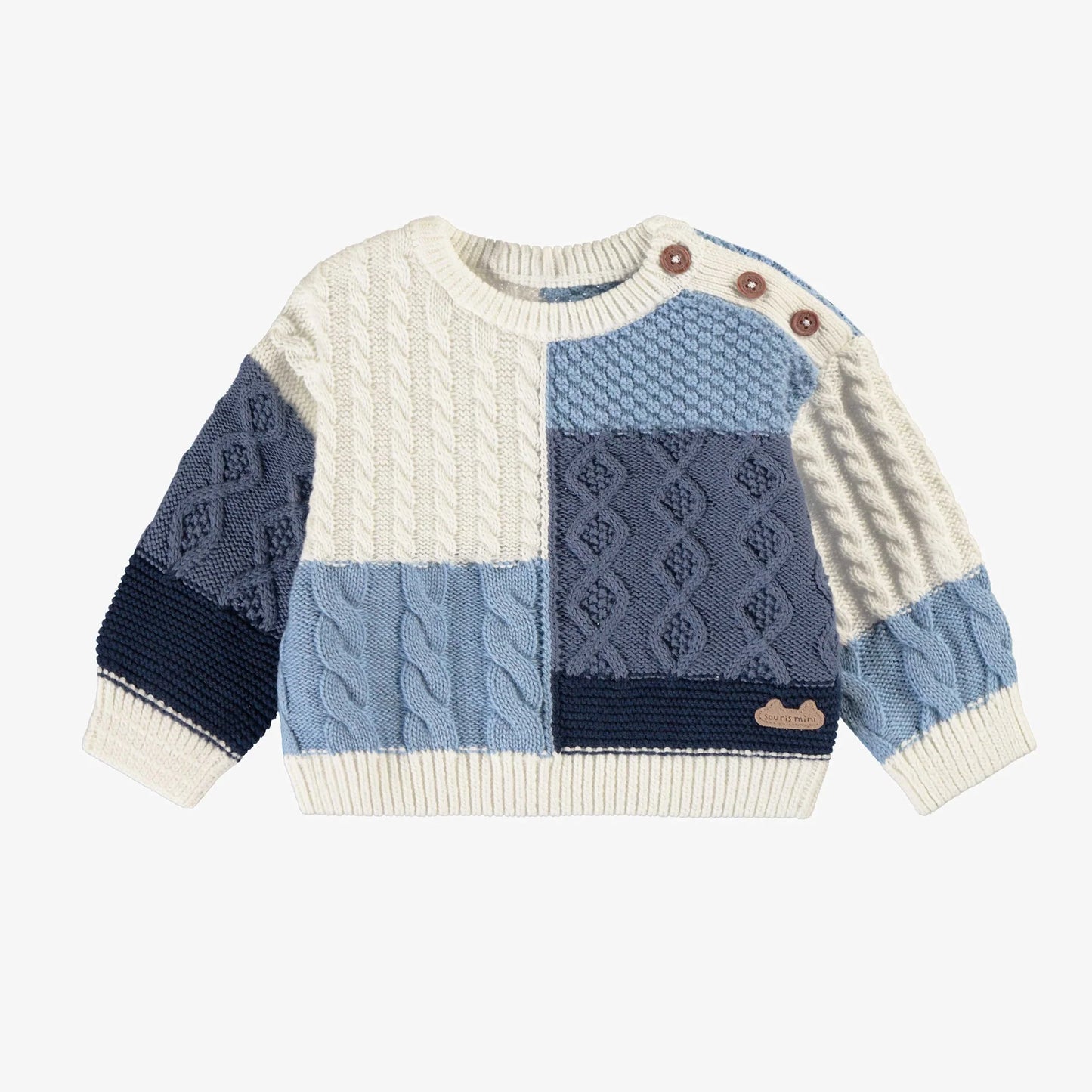 Blue Patchwork Sweater