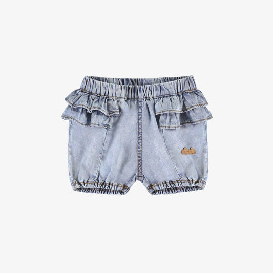 Ruffled Denim Shorts
