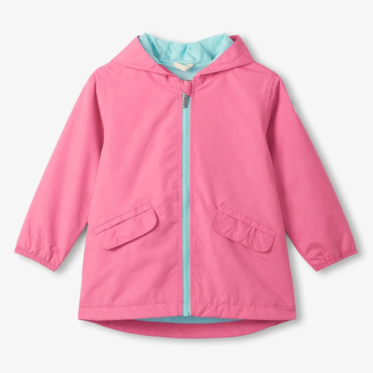 Pink color reveal raincoat for girls