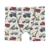 Baby bloomers with construction vehicle pattern on a white background
