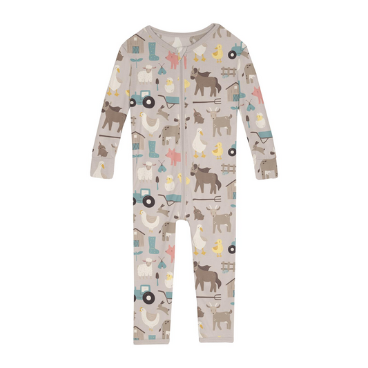 Latte Morning Farm Zip Flip Romper