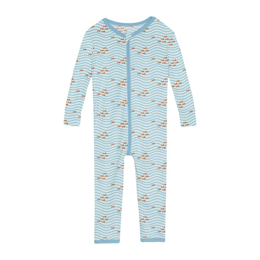 Blue Little Fishy Zip Flip Romper