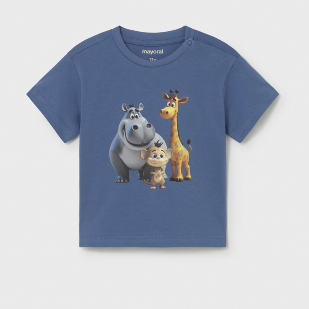 Blue t-shirt with safari characters 