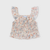 Floral patterned tank top with smocking