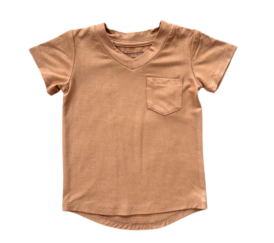 Toffee V-neck Pocket Tee