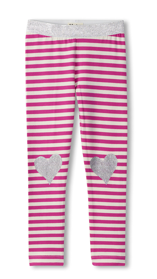 Violet Stripe Heart Leggings