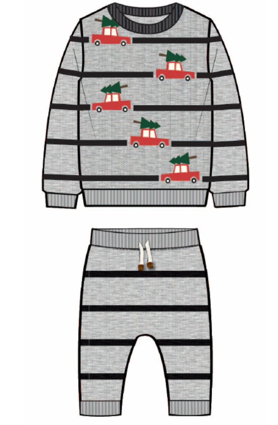 Christmas Tree Car Sweater Set