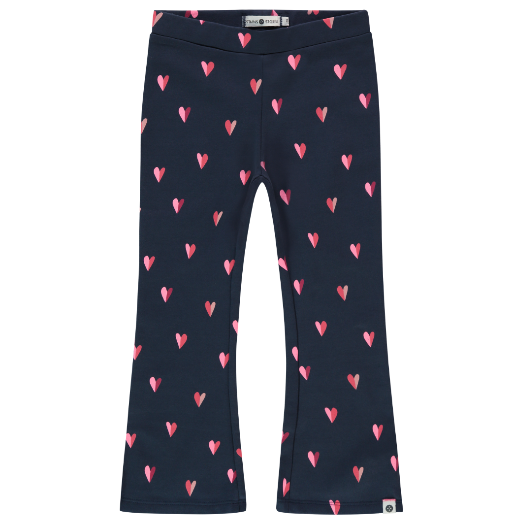 Navy Hearts Flare Pant