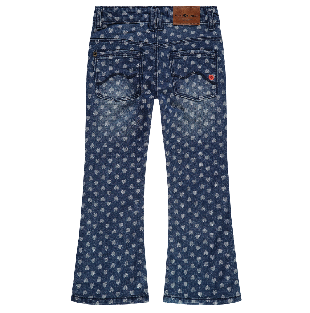 Heart Print Flared Jeans