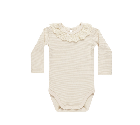 Natural Ruffle Collar Bodysuit