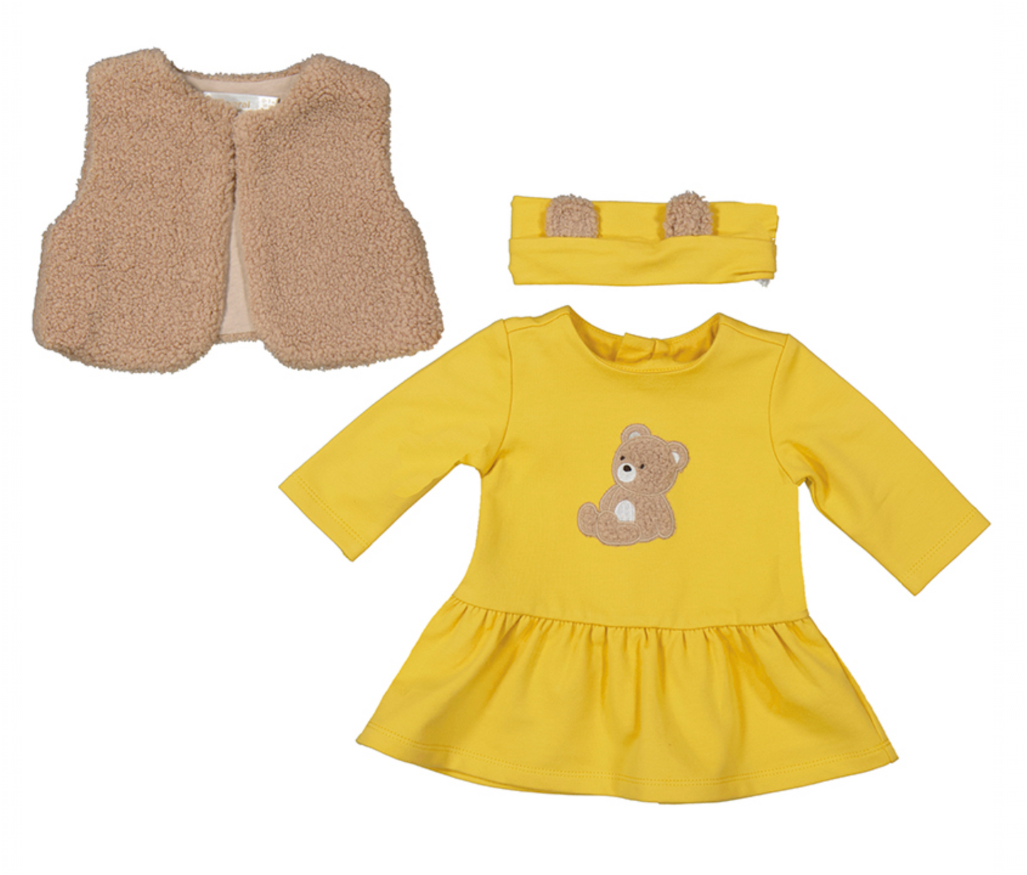 Yellow Teddy Vest Set