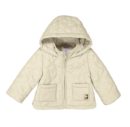 Cream Heart Quilted Coat