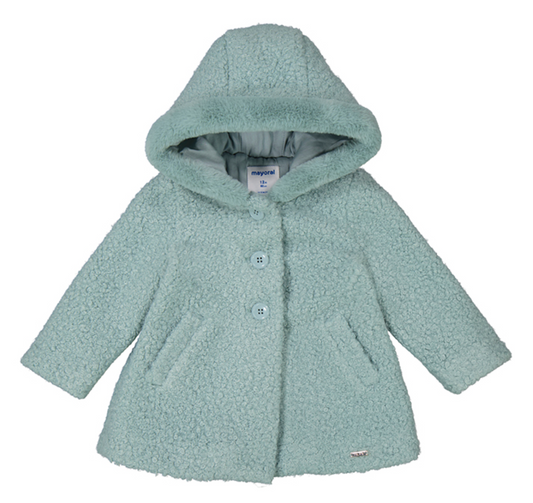 Jade Boucle Hooded Coat