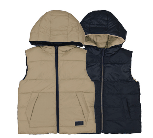 Walnut Navy Reversible Hooded Vest