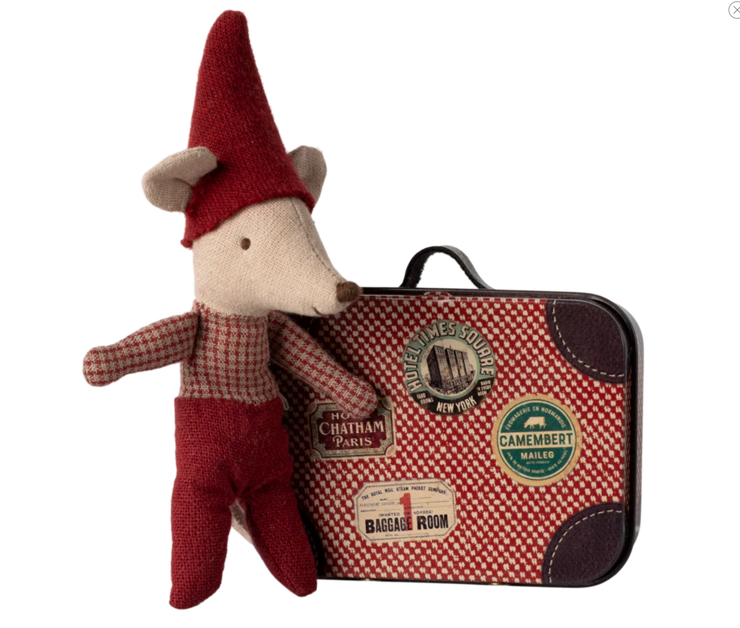 Baby Christmas Mouse in Suitcase