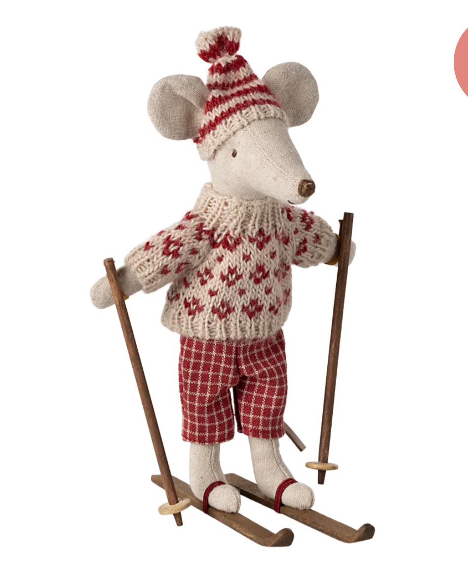 Mum Ski Mouse- Red with Hat