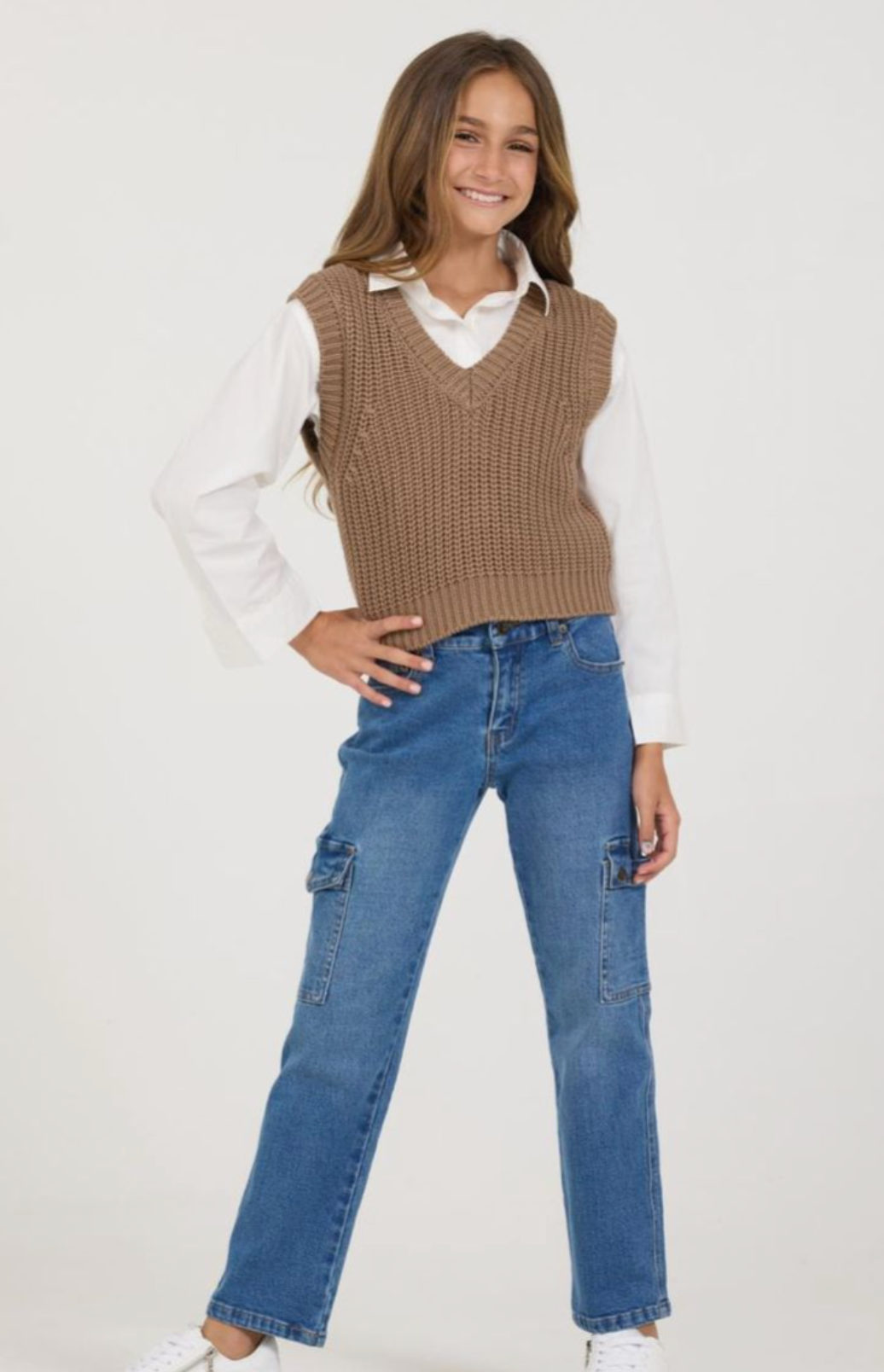 Toffee Sweater Vest Two-Fer Top