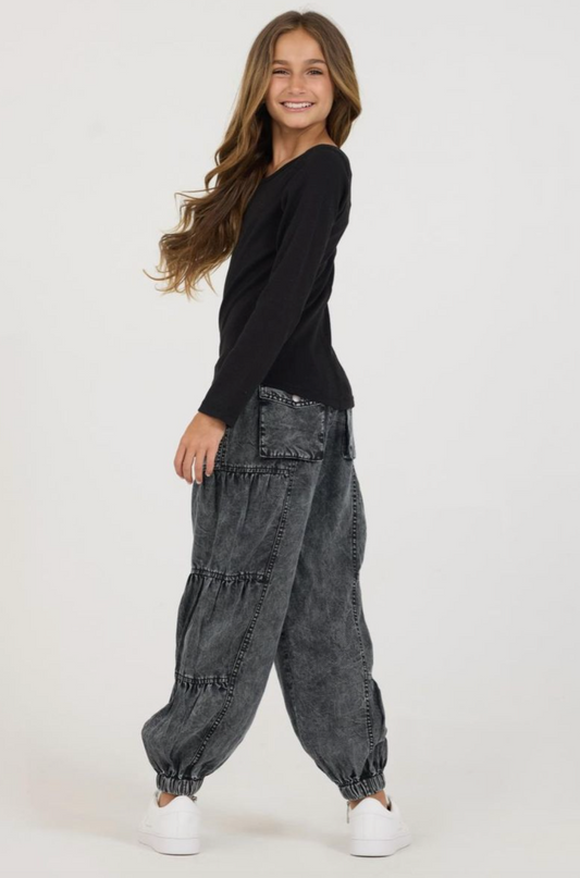 Black Tencel Cargo Pants