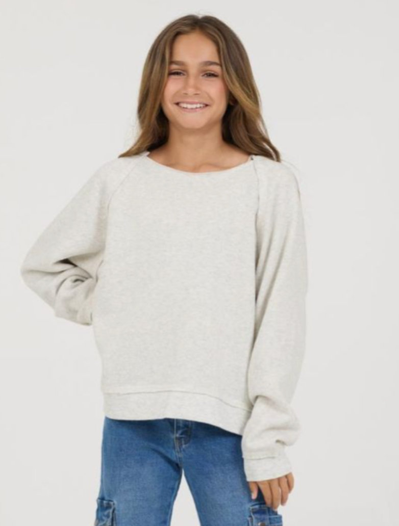 Grey Raw Neckline Sweatshirt