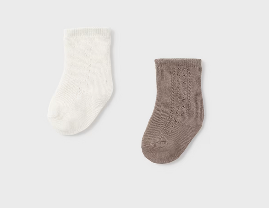 White/Brown 2 Pack Socks