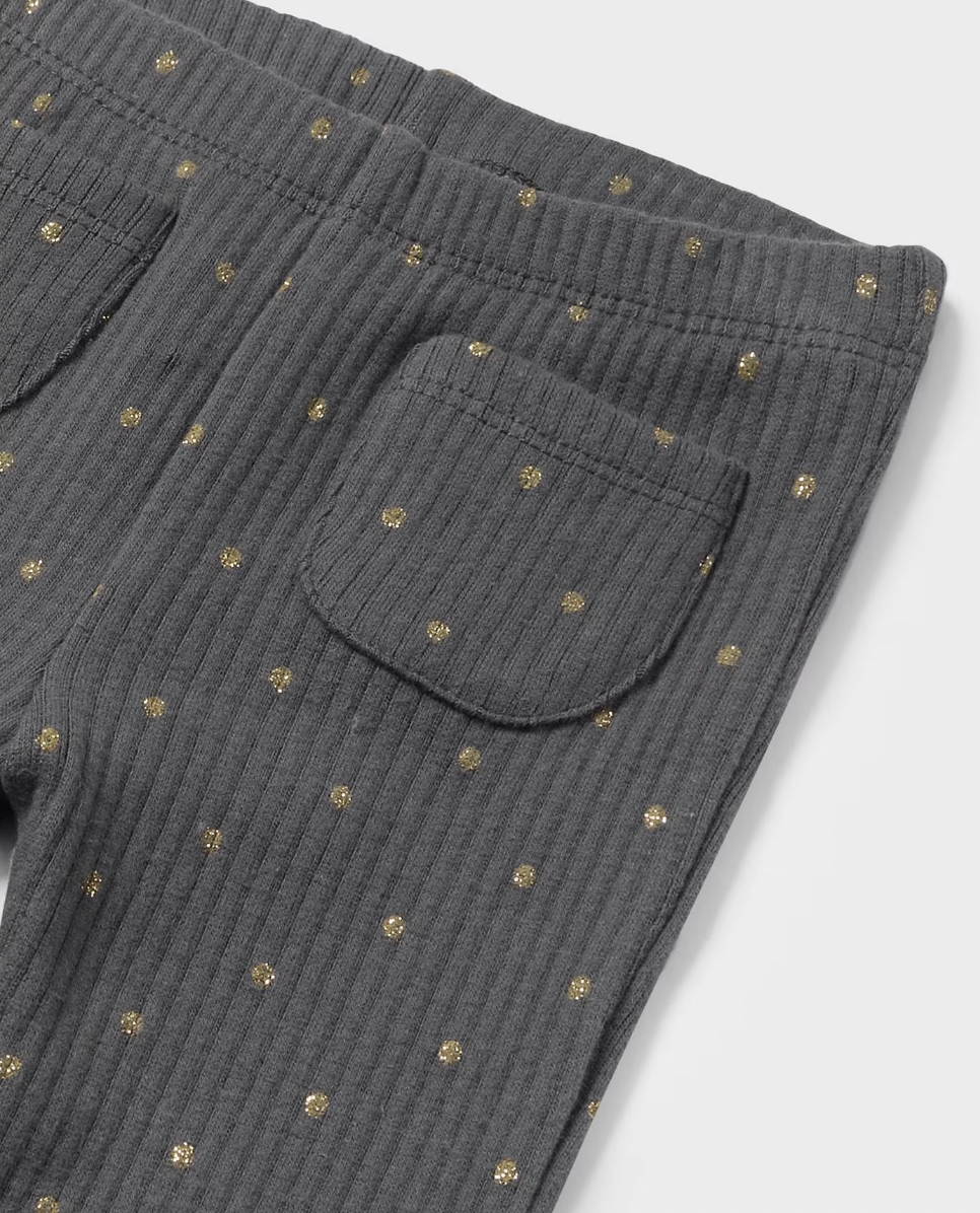 Charcoal Gold Dot Ribbed Leggings