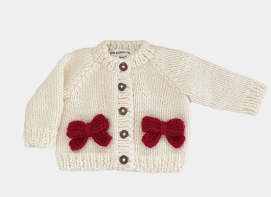 Cream Red Bow Cardigan