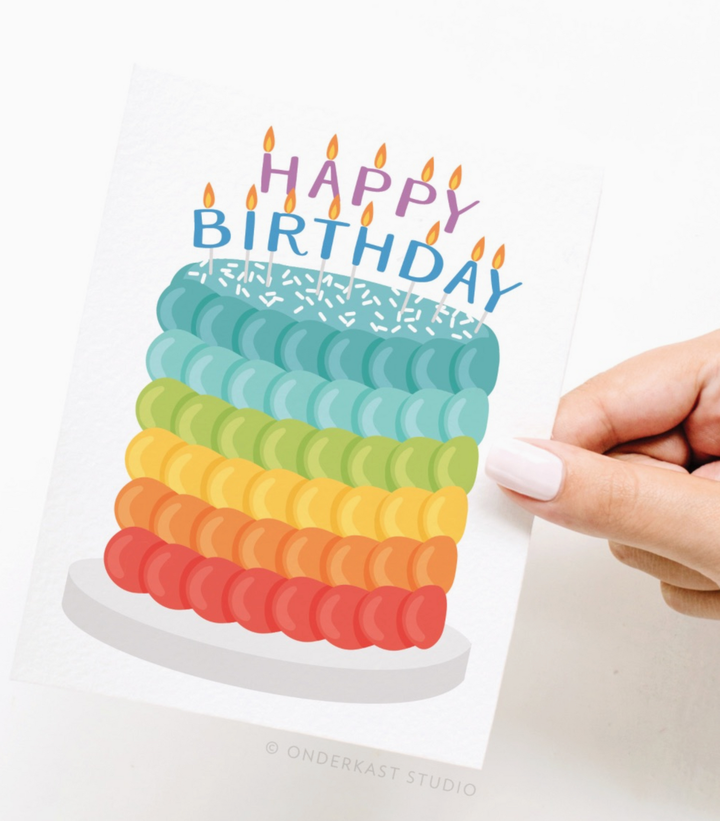 Rainbow Cake Birthday Greeting Card