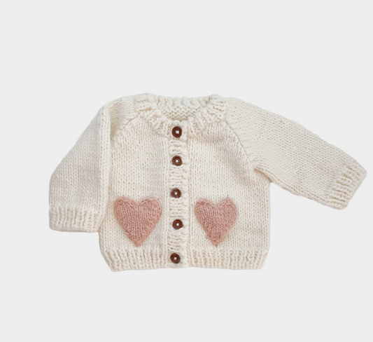 Cream Blush Heart Cardigan