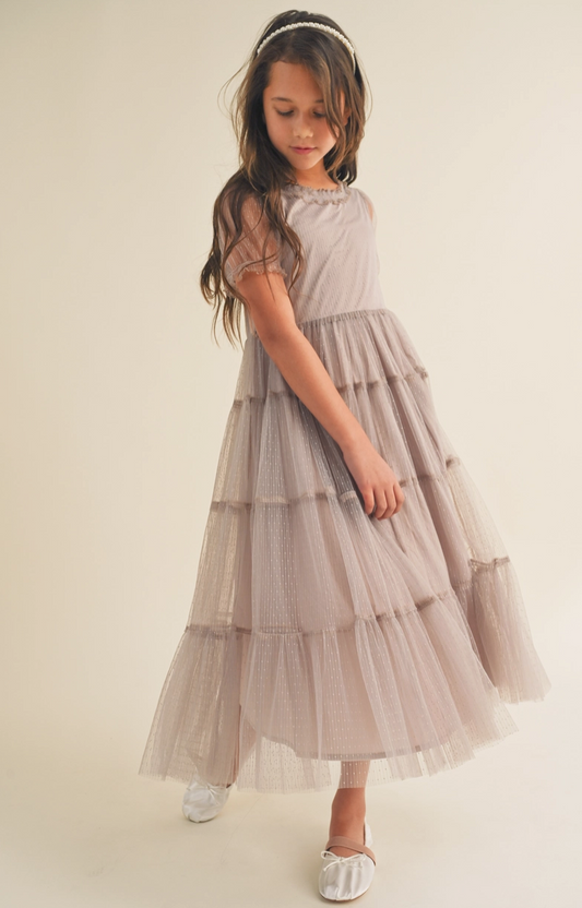 Puff Sleeve Tiered Midi Dress