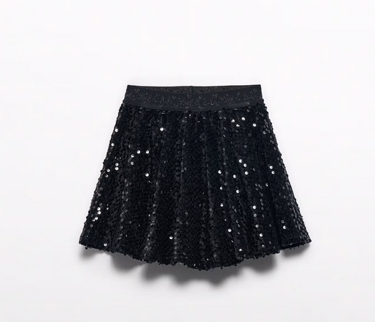 Black Velvet Sequin Skirt