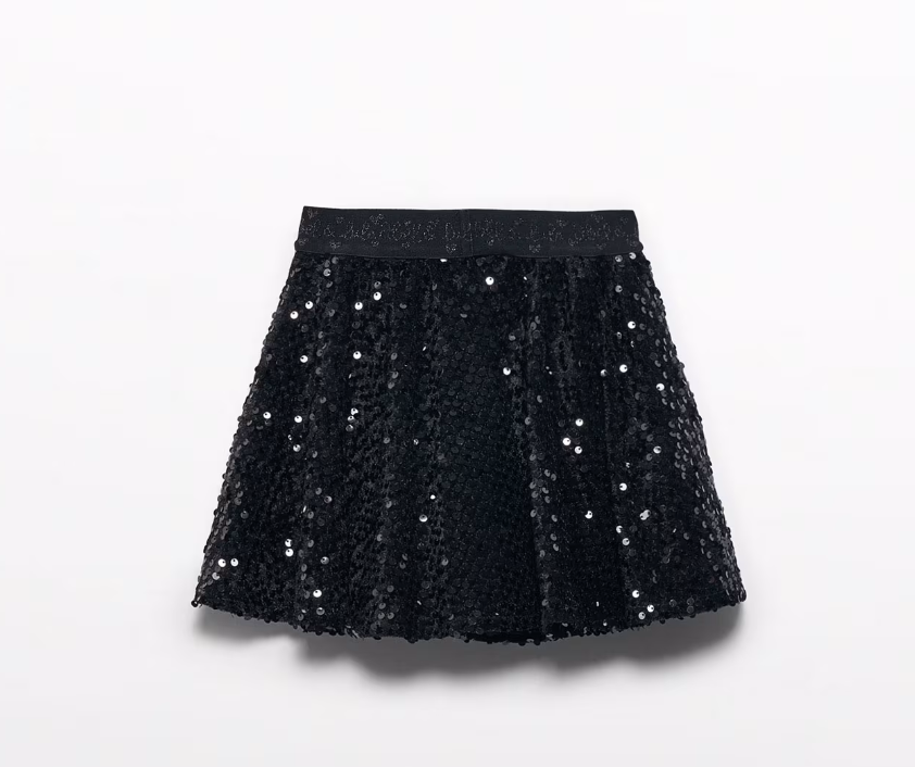 Black Velvet Sequin Skirt