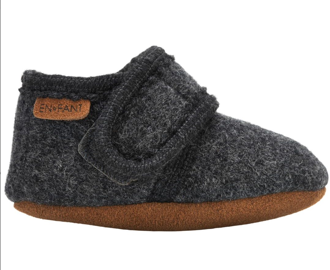 Charcoal Baby Wool Slippers