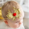 Reindeer Glitter Bow Baby Headband