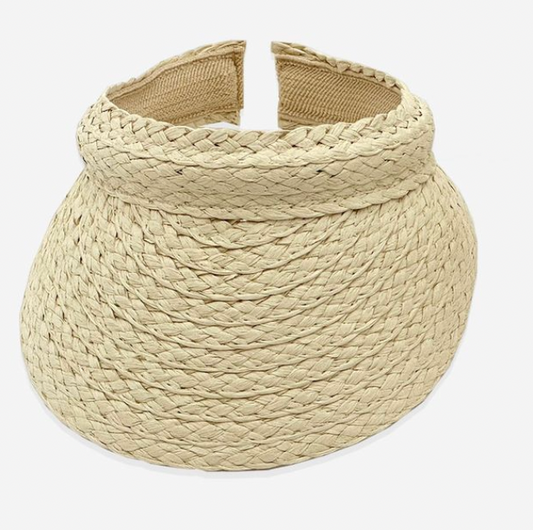 Beige Straw Sun Visor