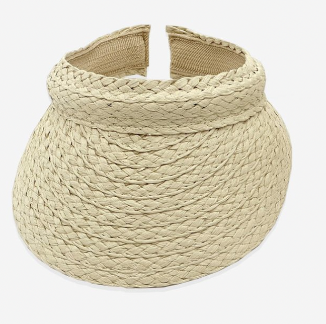 Beige Straw Sun Visor