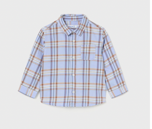 Blue Orange Plaid Shirt