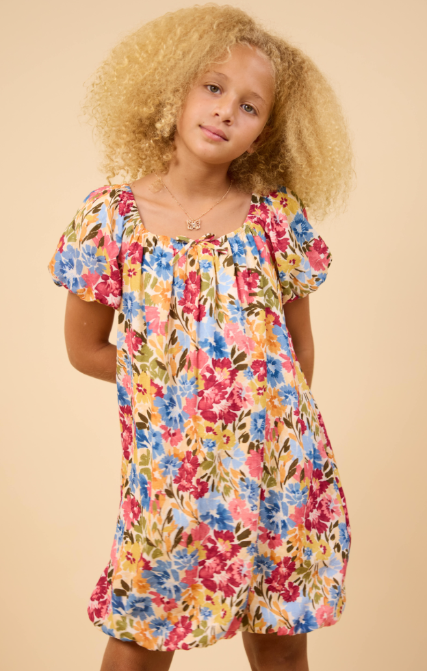 Floral Babydoll Bubble Hem Dress