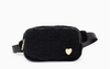 Black Fuzzy Heart Belt Bag