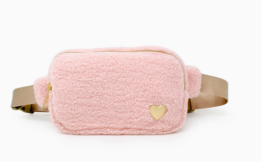 Pink Fuzzy Heart Belt Bag