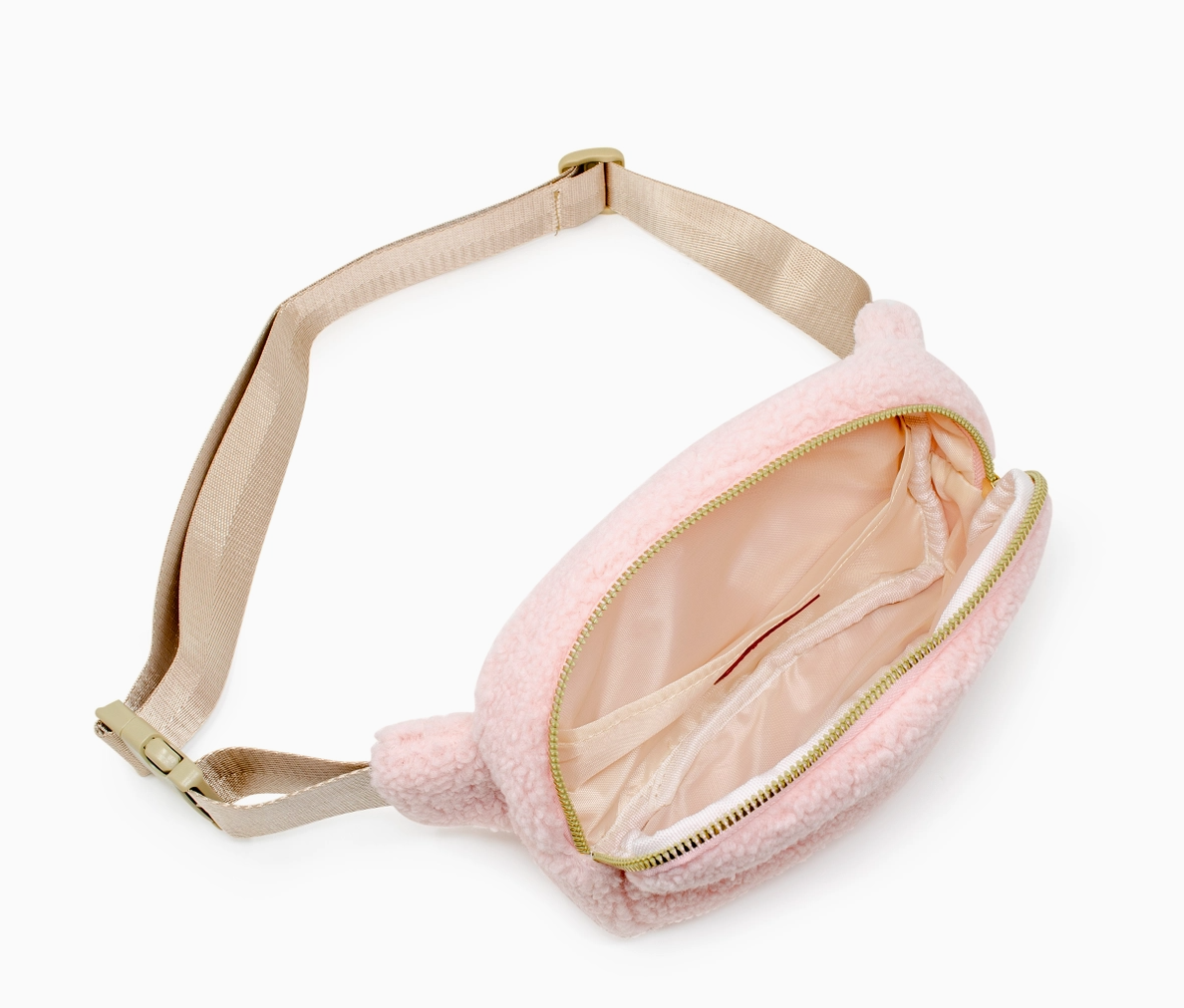 Pink Fuzzy Heart Belt Bag