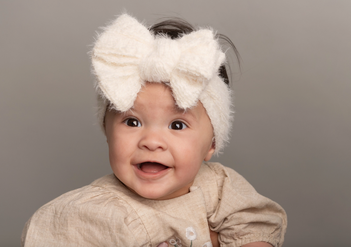 White Fuzzy Knit Baby Headband