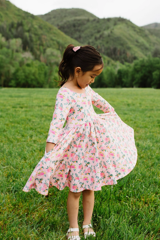 Peach Bouquet Twirl Dress