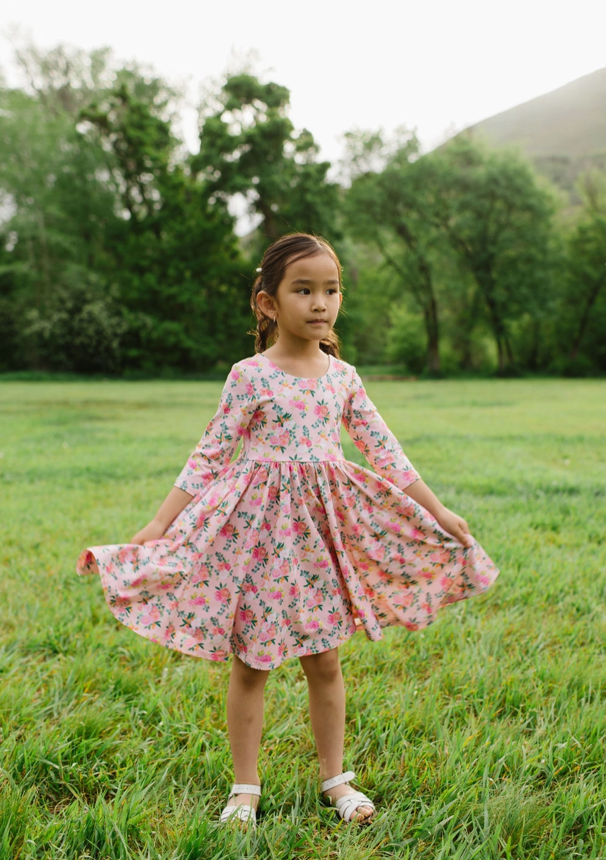 Peach Bouquet Twirl Dress