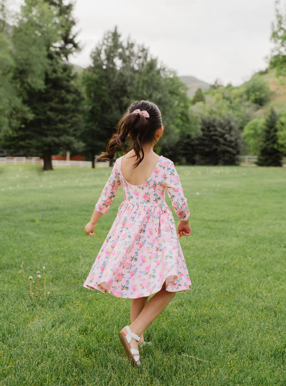 Peach Bouquet Twirl Dress