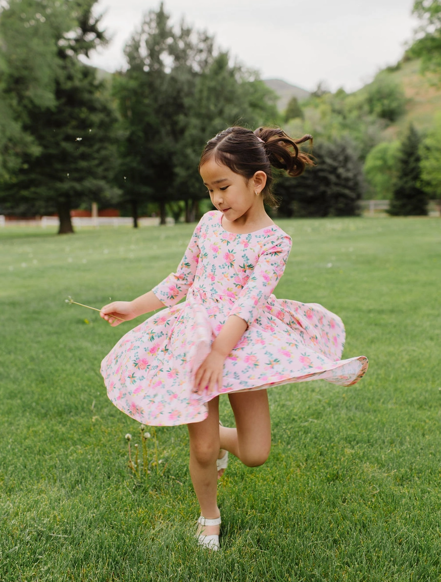 Peach Bouquet Twirl Dress